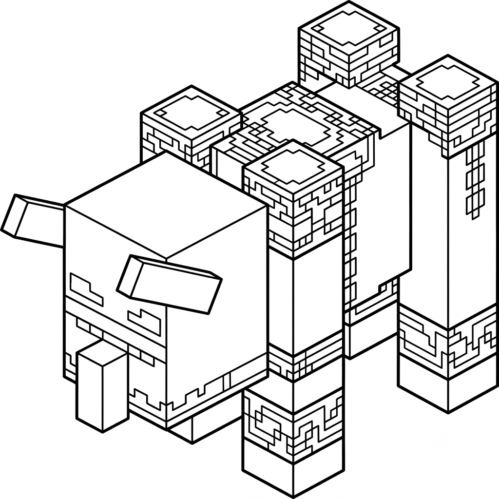 páginas para colorear fáciles de Ravager Minecraft