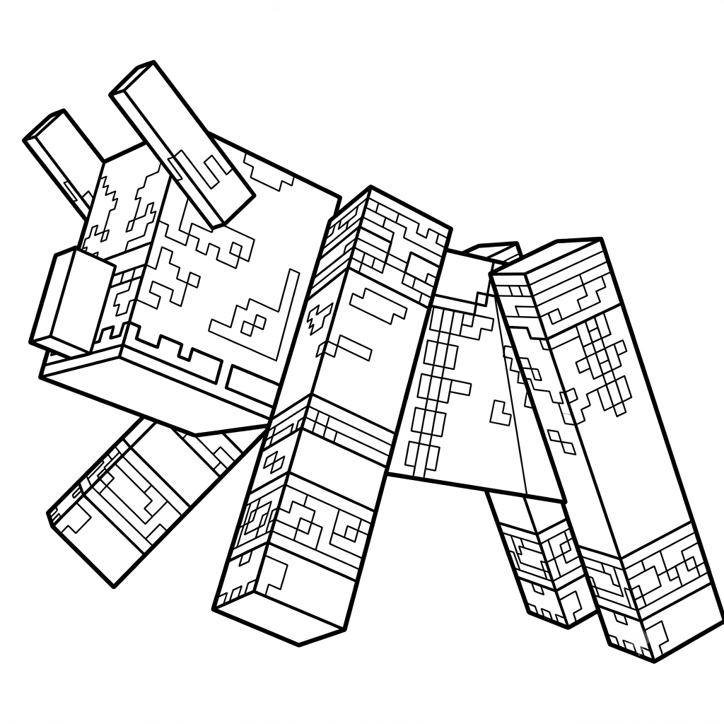 páginas para colorear gratis Ravager Minecraft para adultos
