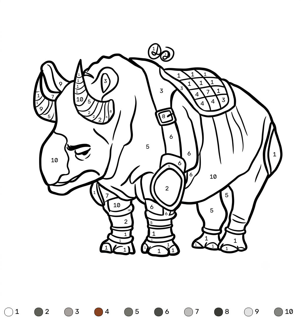 Ravager Minecraft coloring by numbers páginas para colorear gratis