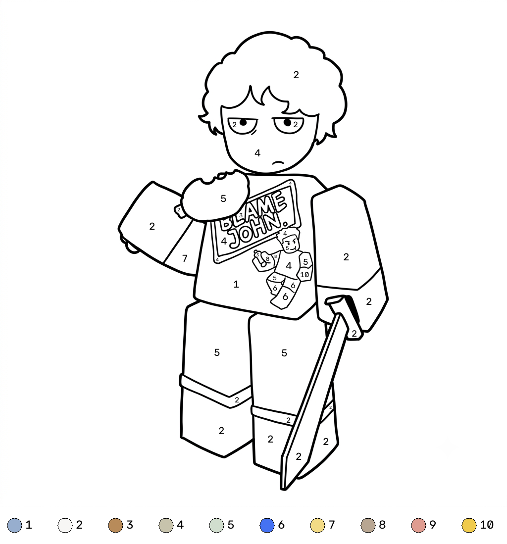 páginas para colorear gratis Shedletsky Roblox Coloring by Number pdf
