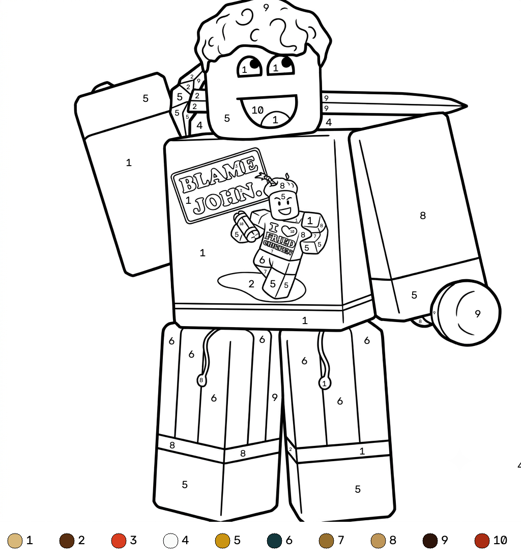 páginas para colorear de preescolar Shedletsky Roblox Coloring by Number