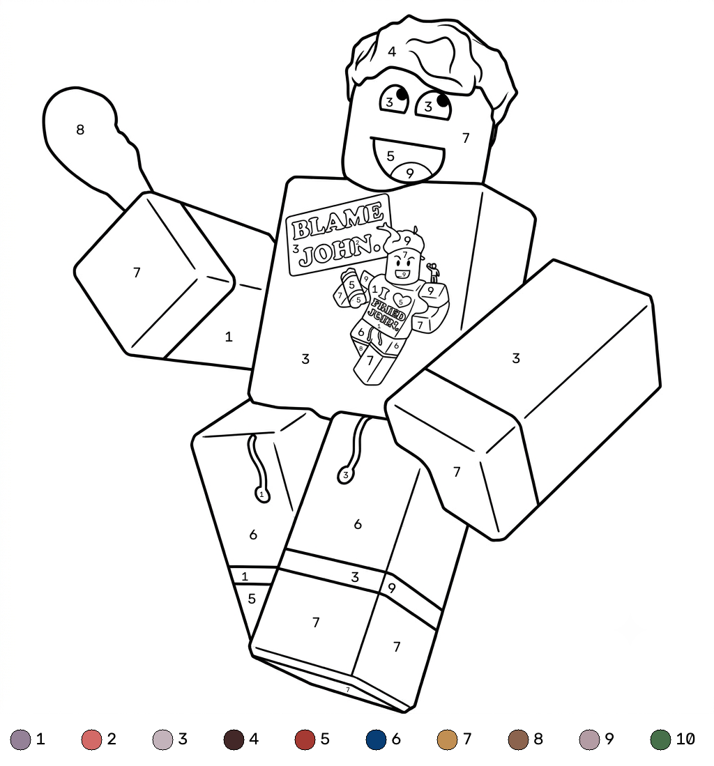 páginas para colorear gratis Shedletsky Roblox Coloring by Number para niños