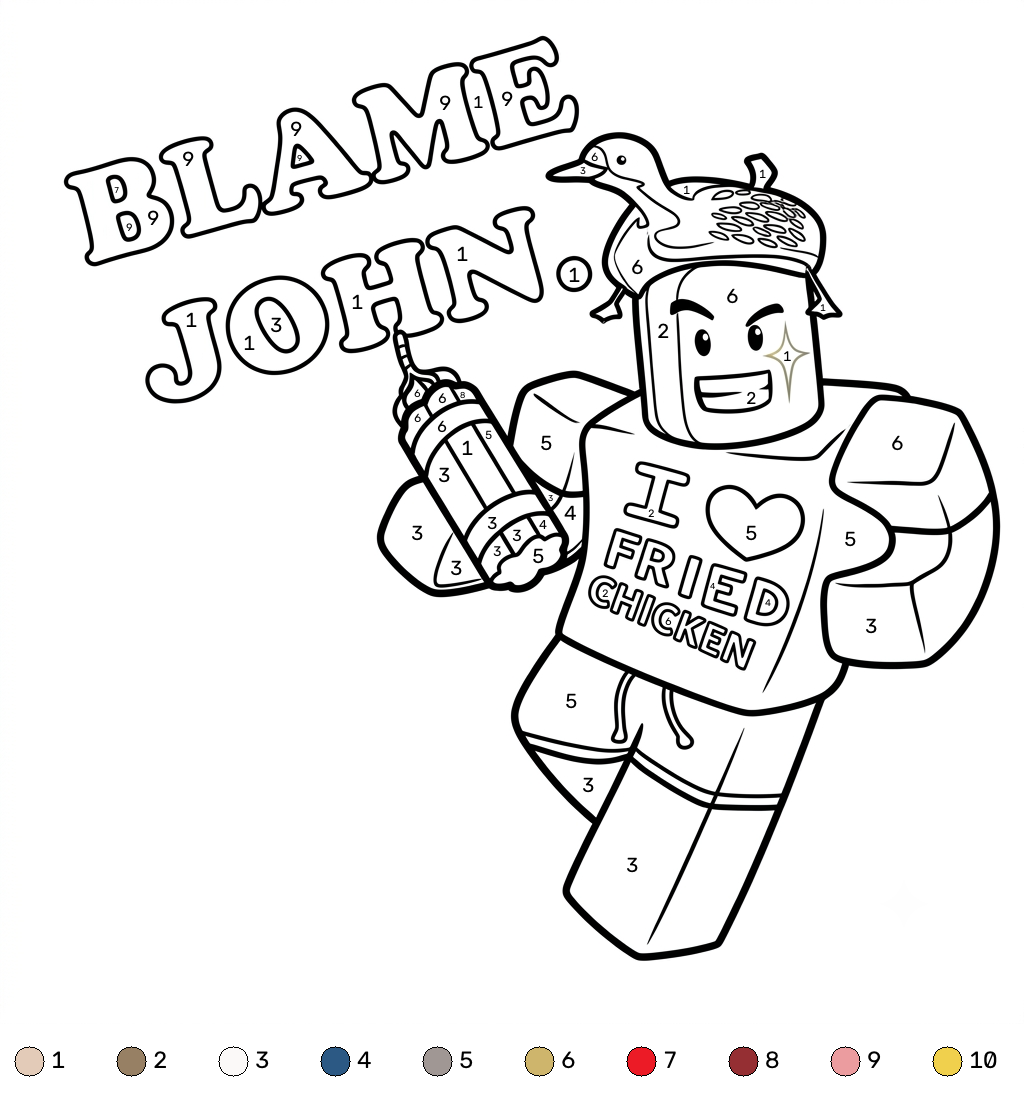 Shedletsky Roblox Coloring by Number páginas para colorear imprimibles