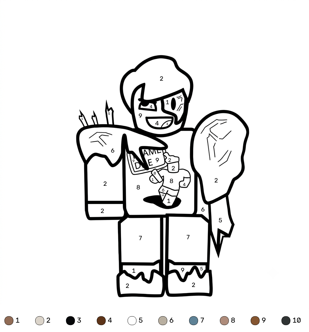 páginas para colorear imprimibles Shedletsky Roblox Coloring by Number para adultos