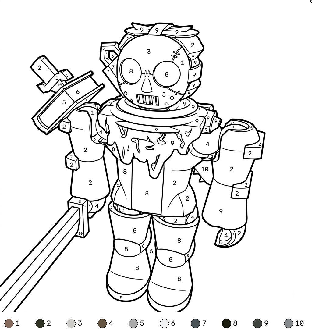 para colorear Slasher Roblox coloring by numbers