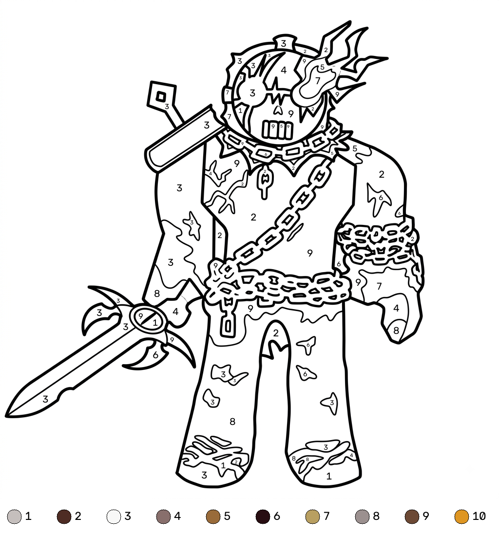 páginas para colorear imprimibles Slasher Roblox coloring by numbers