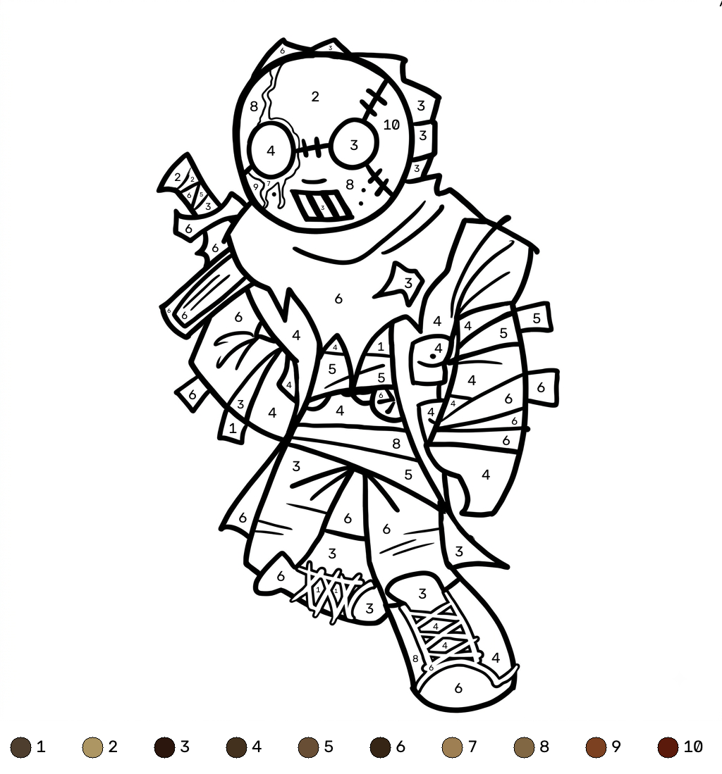 páginas para colorear gratis Slasher Roblox coloring by numbers