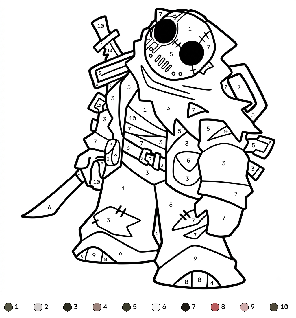 felices páginas para colorear Slasher Roblox coloring by numbers