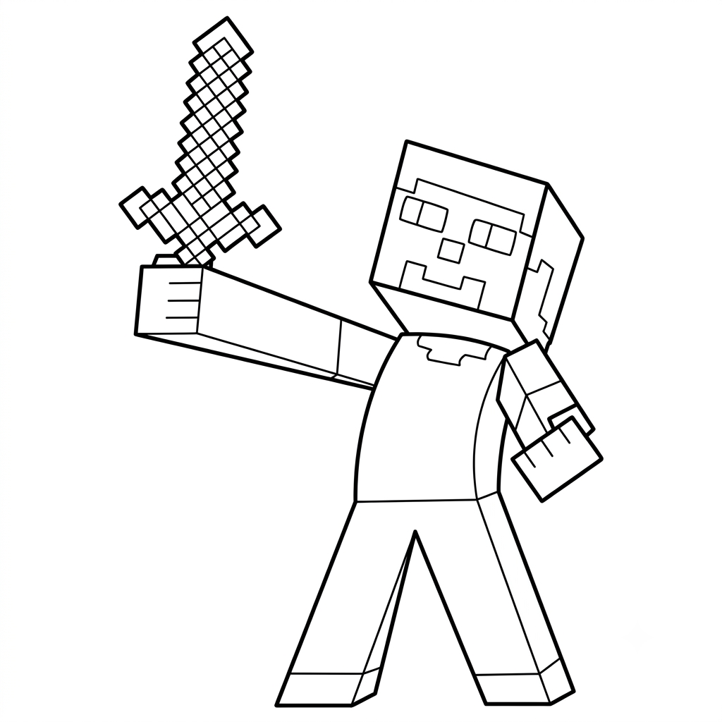 Steve Minecraft 5 felices páginas para colorear Steve Minecraft