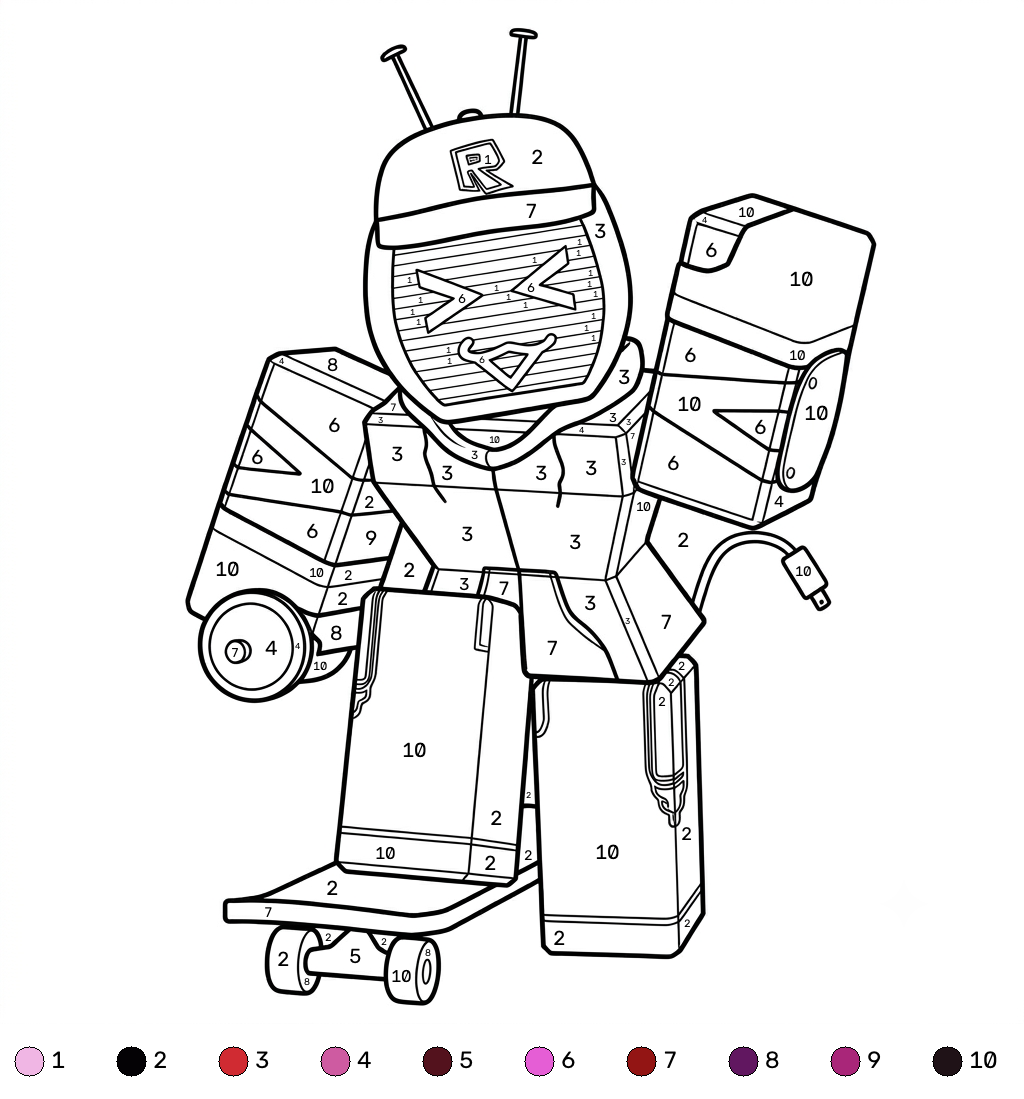 páginas para colorear gratis Veeronica Roblox coloring by numbers