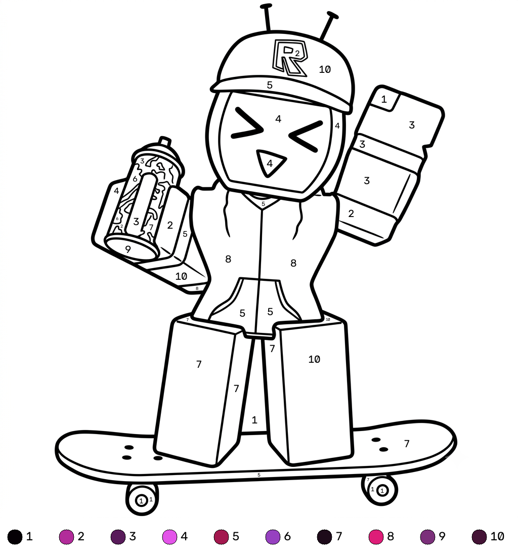 páginas para colorear gratis Veeronica Roblox coloring by numbers 2