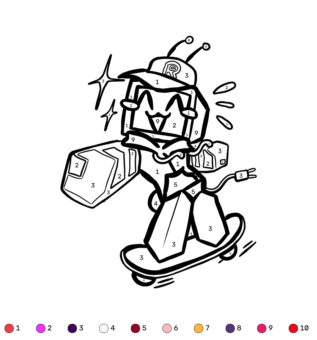 Veeronica Roblox coloring by numbers páginas para colorear para adultos fáciles