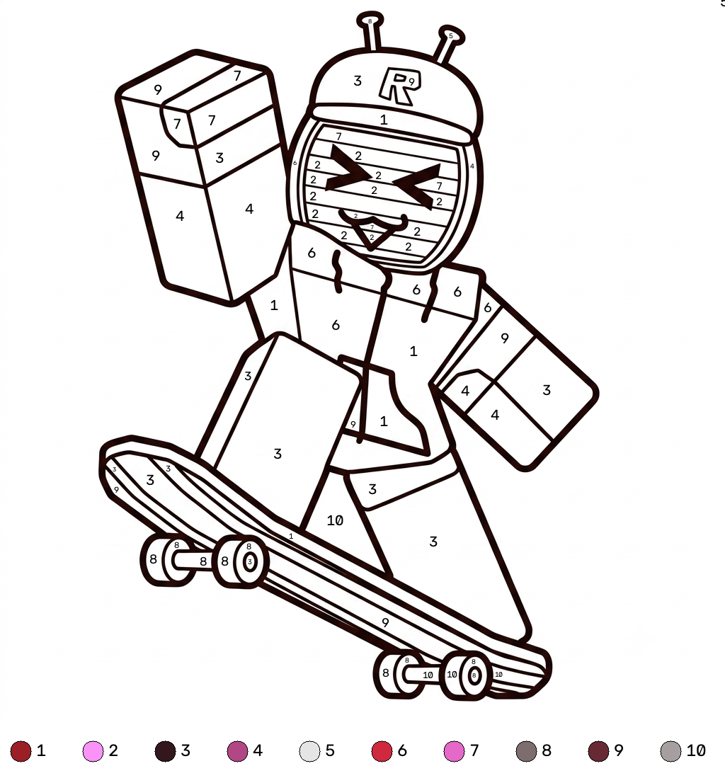 páginas para colorear para niños Veeronica Roblox coloring by numbers