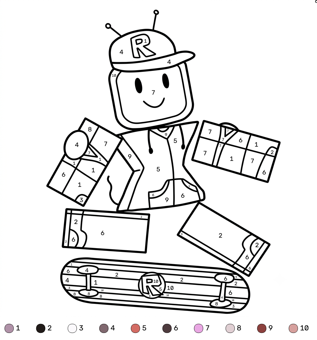 Veeronica Roblox coloring by numbers páginas para colorear para imprimir