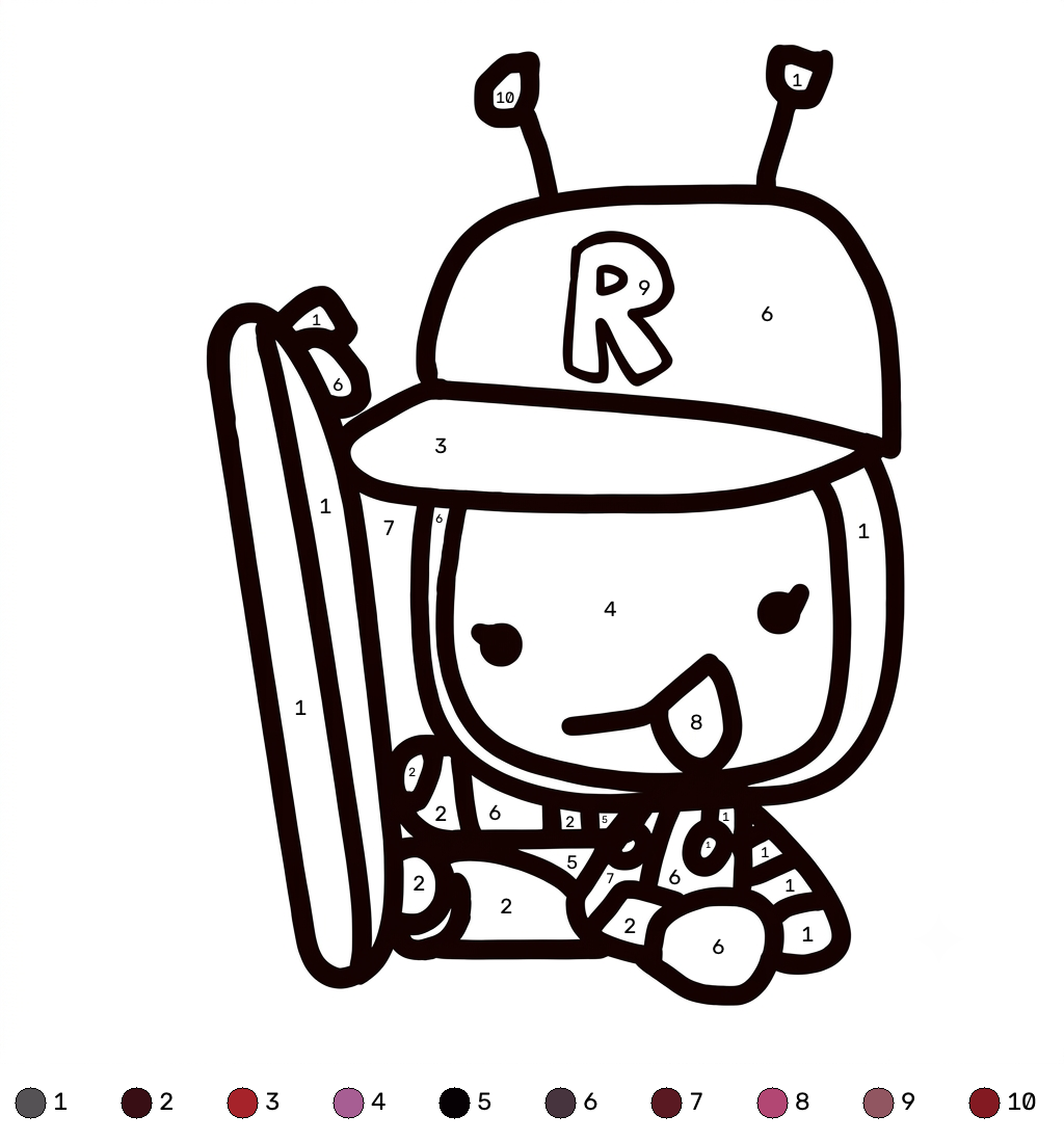 Veeronica Roblox coloring by numbers páginas para colorear