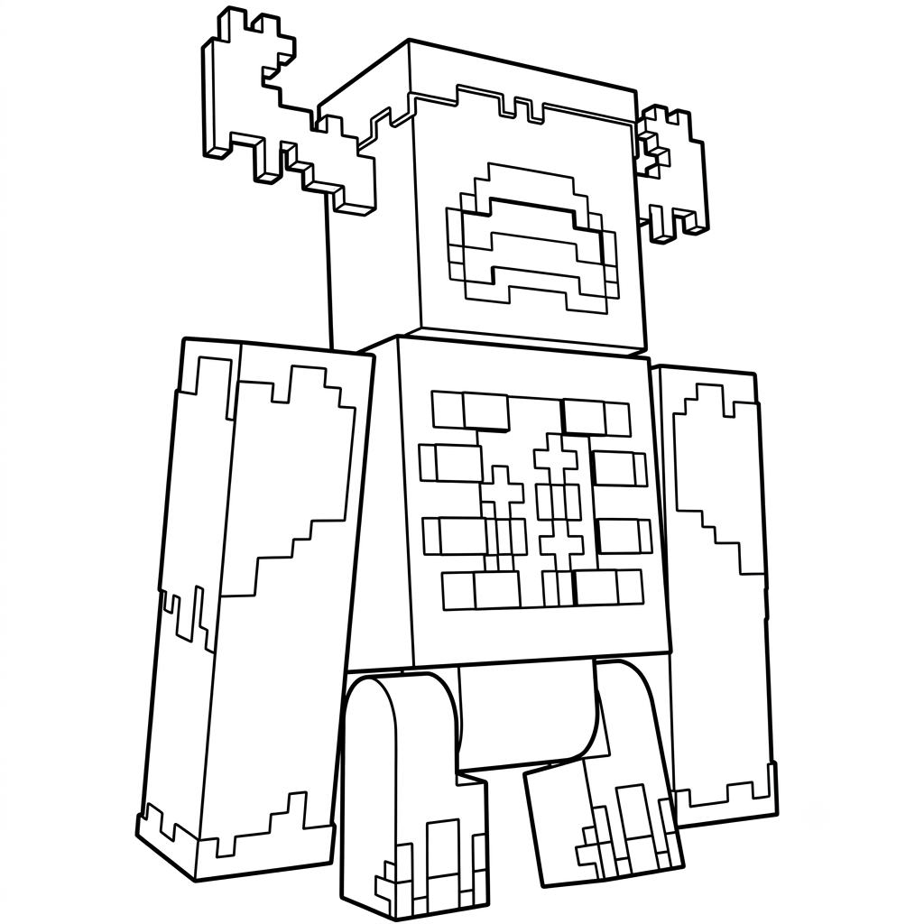 felices páginas para colorear Warden Minecraft