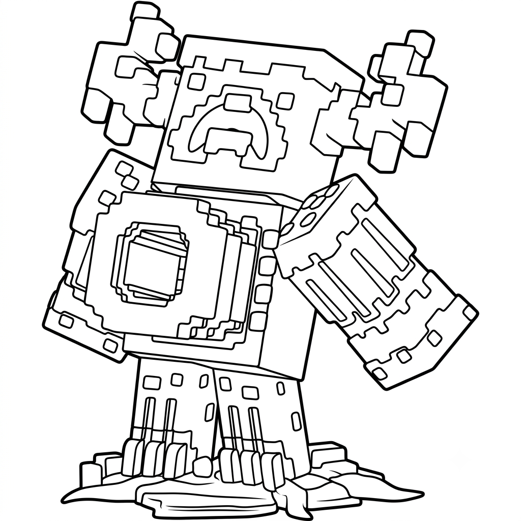 páginas para colorear para imprimir gratis Warden Minecraft