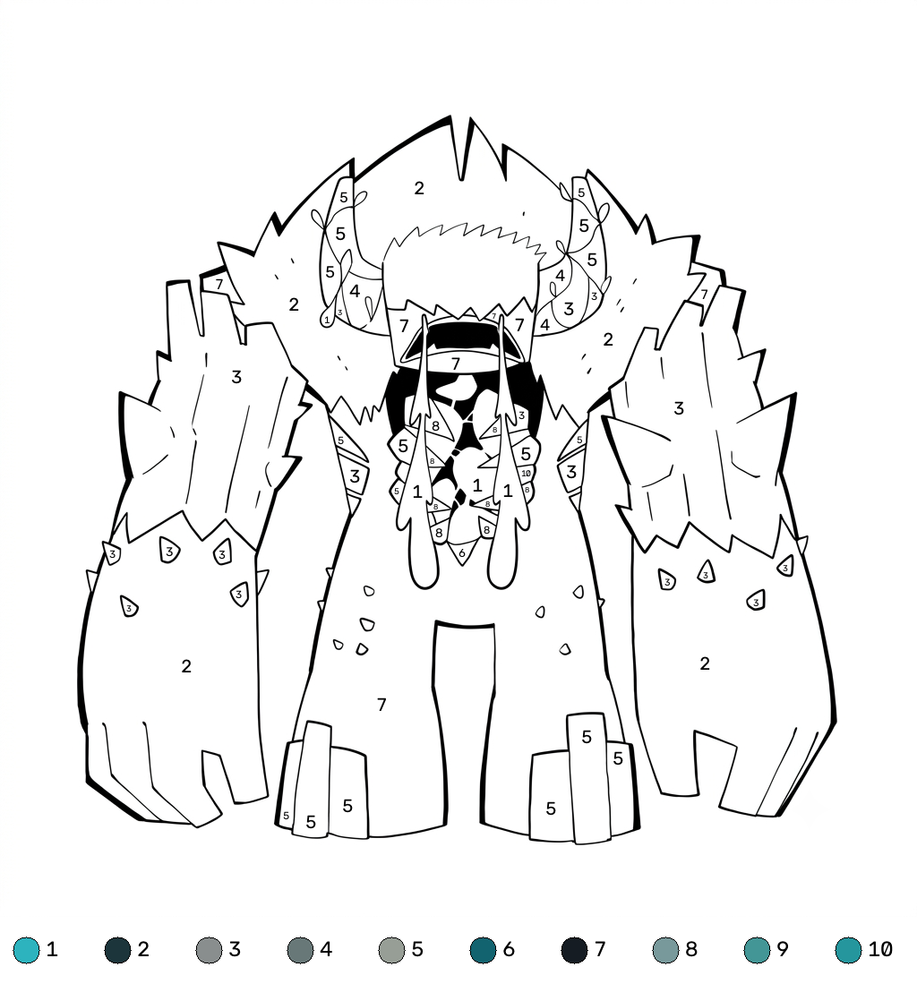 Warden Minecraft coloring by numbers páginas para colorear gratis 1