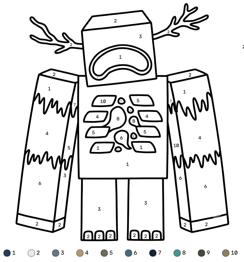 páginas para colorear detalladas de Warden Minecraft coloring by numbers para adultos
