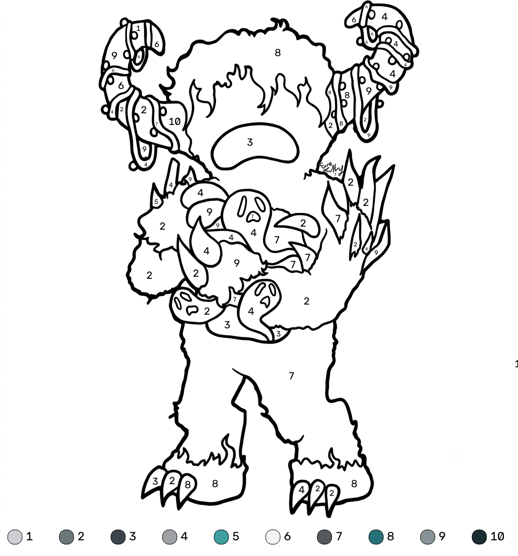 Warden Minecraft coloring by numbers páginas para colorear gratis