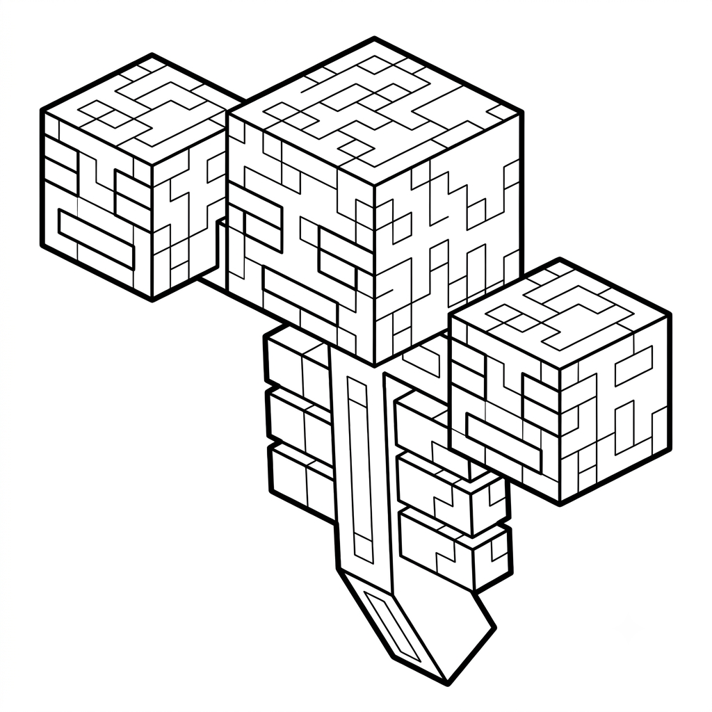 páginas para colorear detalladas de Wither Minecraft