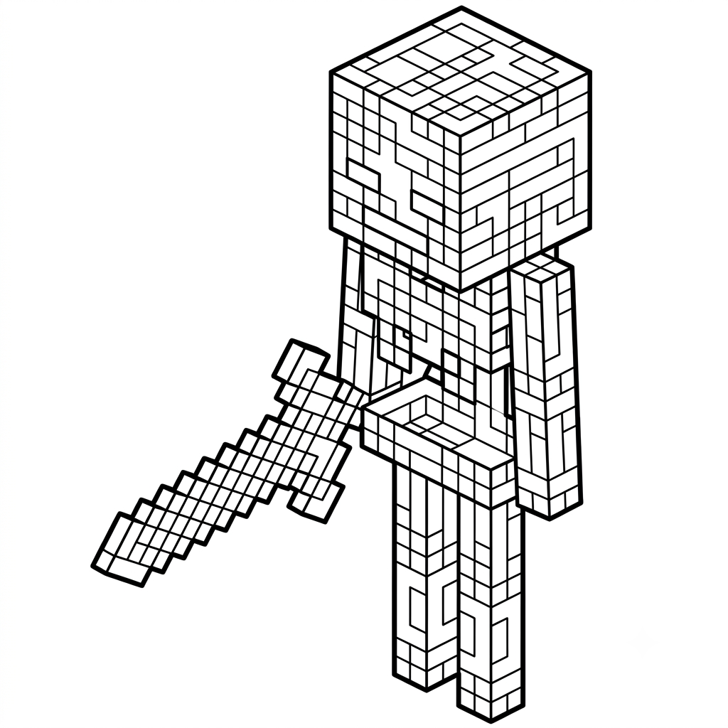 páginas para colorear kawaii lindas Wither Minecraft