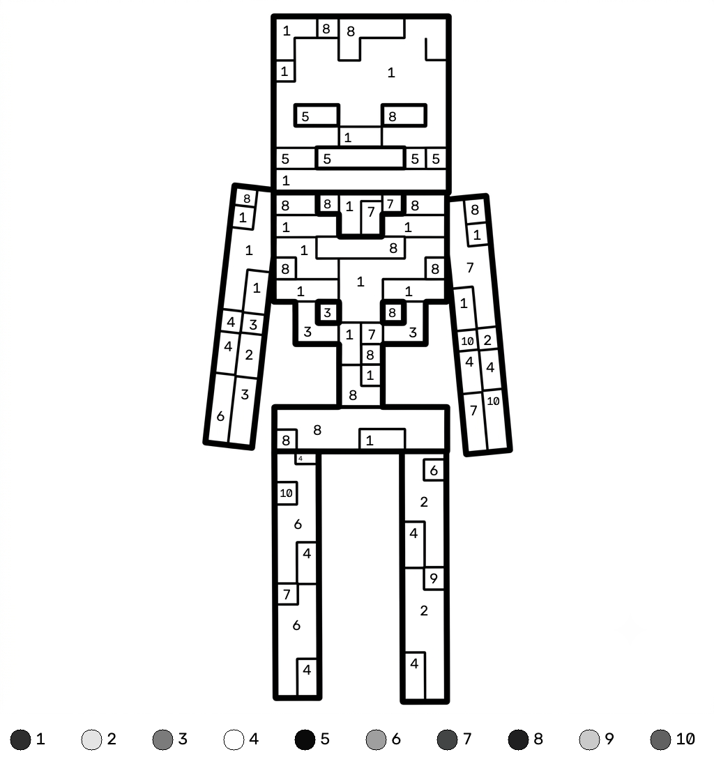 Wither Minecraft coloring by numbers dibujos para colorear grinch