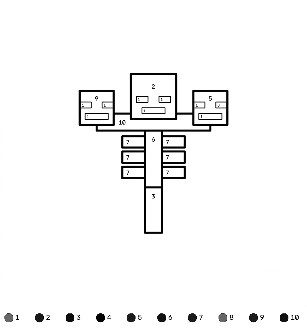 páginas para colorear de preescolar Wither Minecraft coloring by numbers