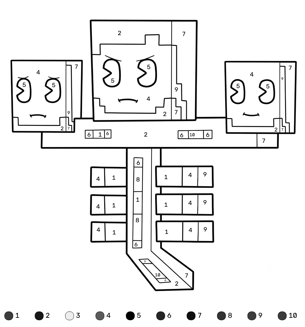 Wither Minecraft coloring by numbers páginas para colorear para adultos fáciles
