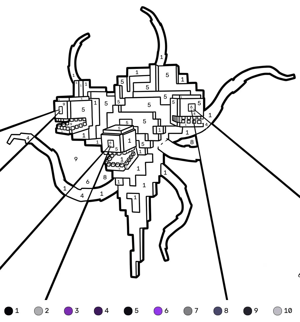 páginas para colorear imprimibles gratis Wither Storm Minecraft coloring by numbers