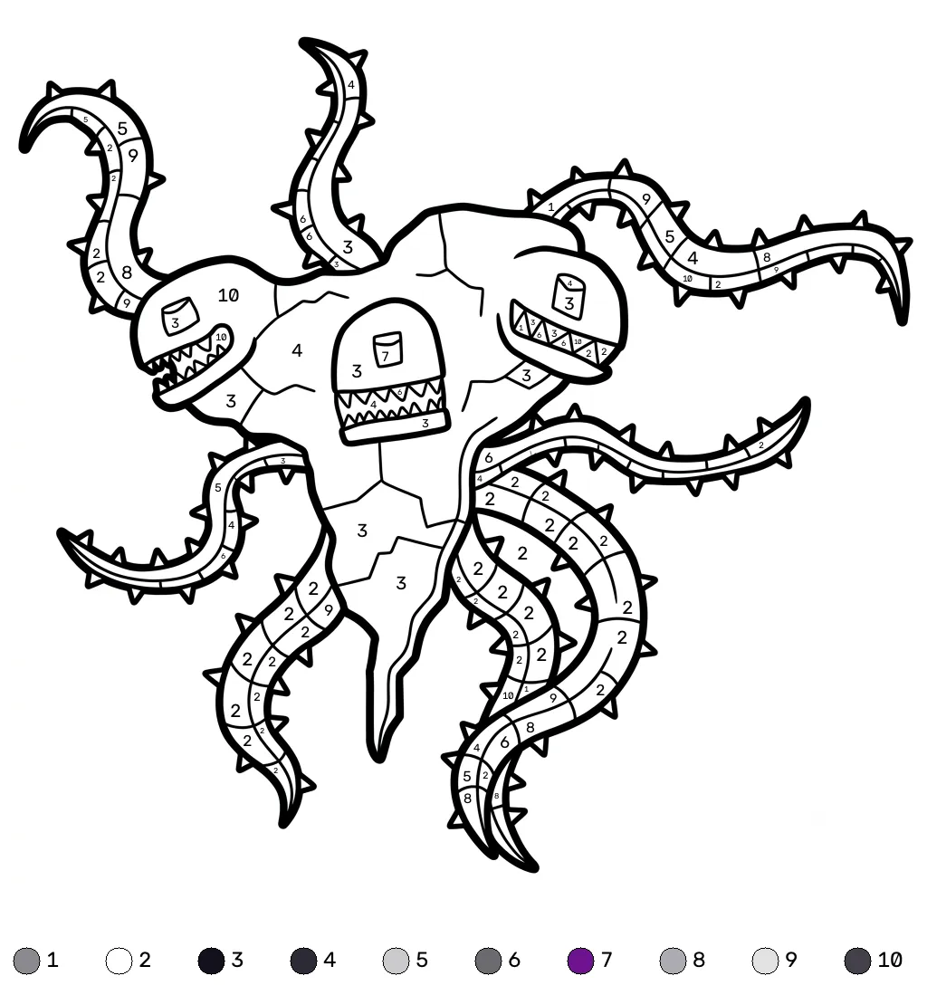 para colorear Wither Storm Minecraft coloring by numbers