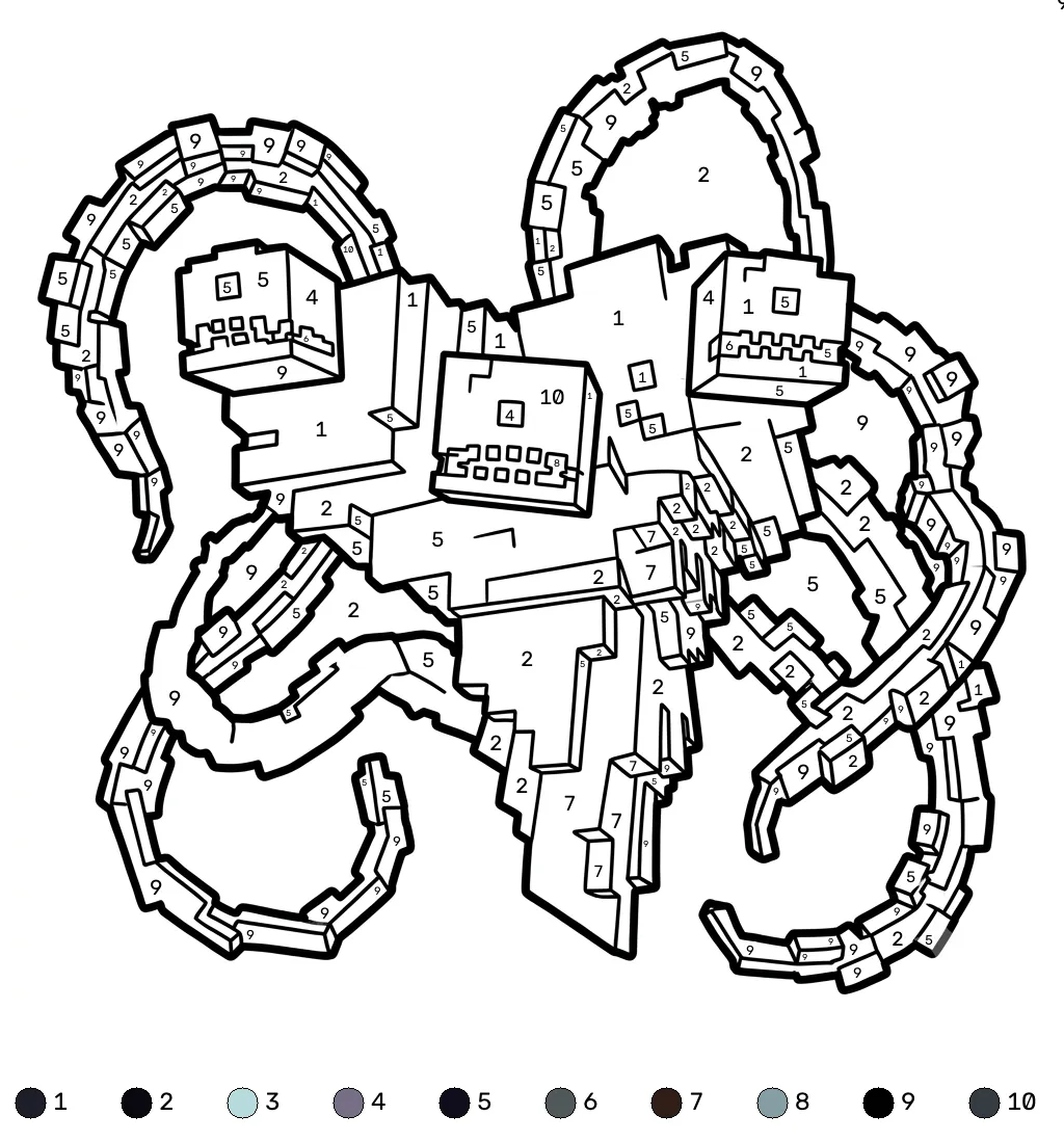 Wither Storm Minecraft coloring by numbers adornos para colorear