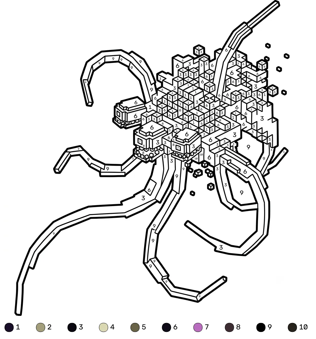 dibujos para colorear Wither Storm Minecraft coloring by numbers 1