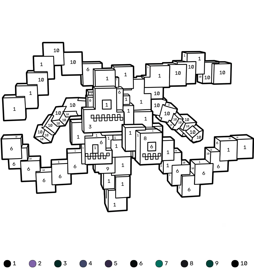 dibujos para colorear Wither Storm Minecraft coloring by numbers