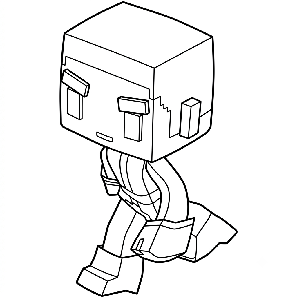 páginas para colorear gratis Beast Boy Minecraft para adultos