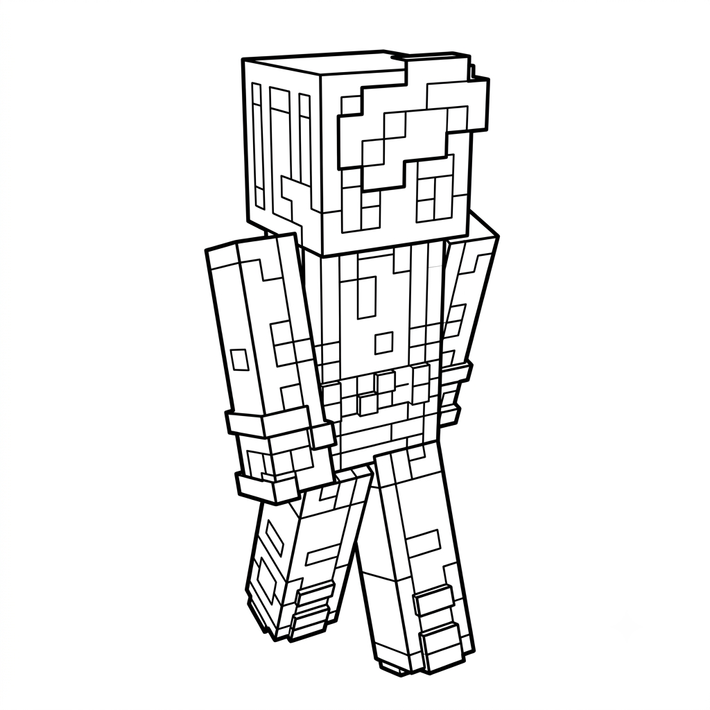 páginas para colorear para imprimir gratis Beast Boy Minecraft