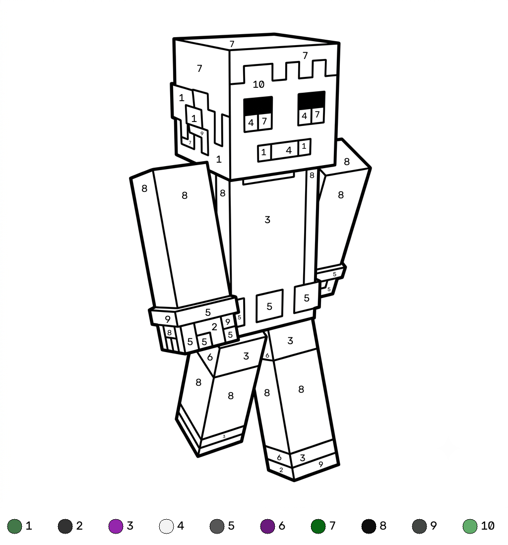 lindas páginas para colorear Beast Boy Minecraft coloring by numbers