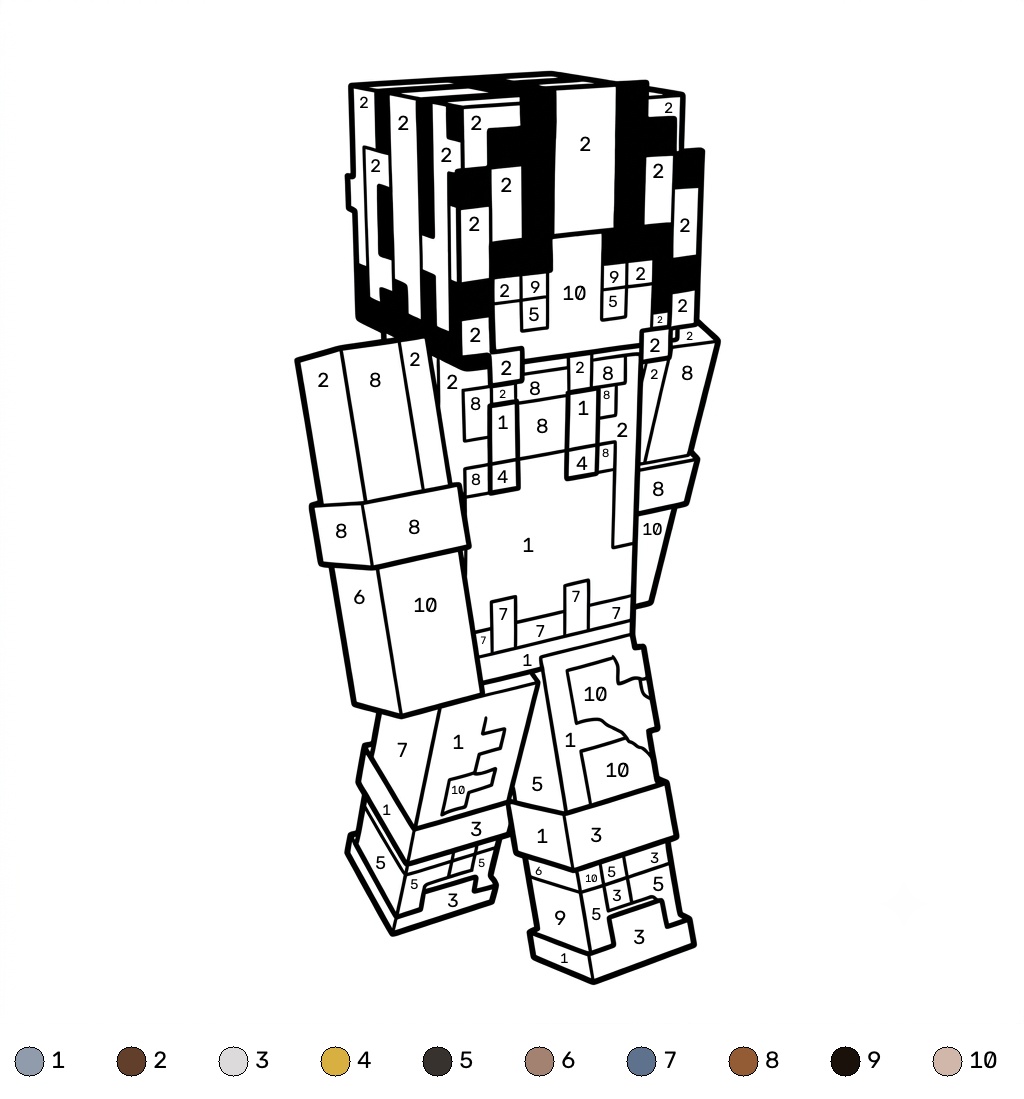 dibujos para colorear Gardener Minecraft coloring by numbers