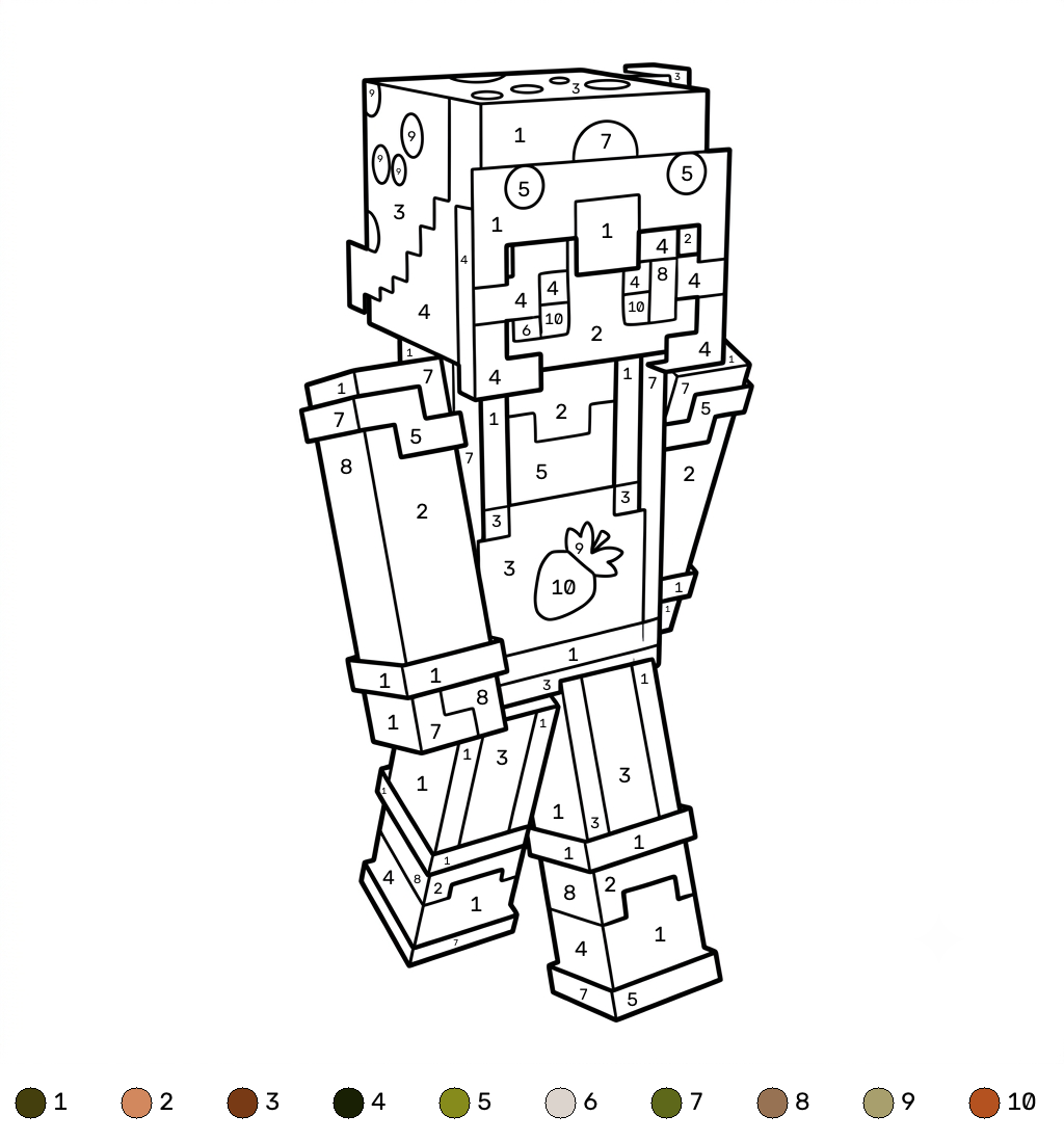 páginas para colorear para Gardener Minecraft coloring by numbers