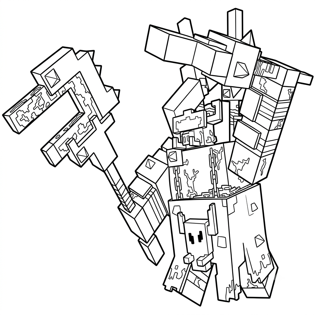 páginas para colorear de preescolar Great Hog Minecraft