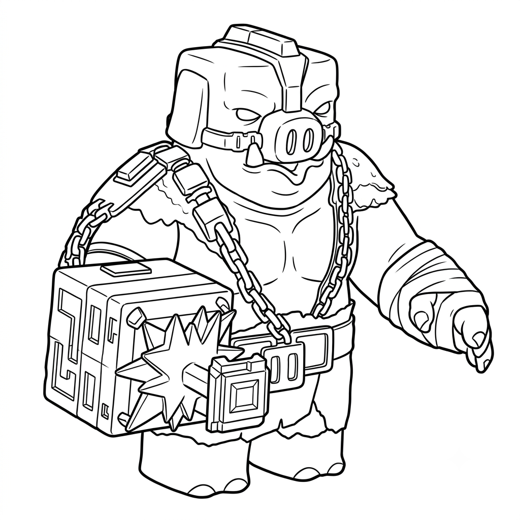 páginas para colorear de árboles Great Hog Minecraft gratis