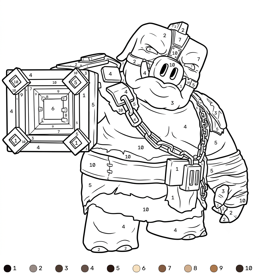 lindas páginas para colorear Great Hog Minecraft coloring by numbers 1