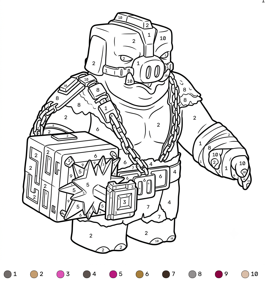 lindas páginas para colorear Great Hog Minecraft coloring by numbers