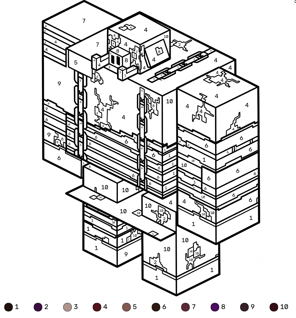 páginas para colorear lindas y fáciles de Great Hog Minecraft coloring by numbers