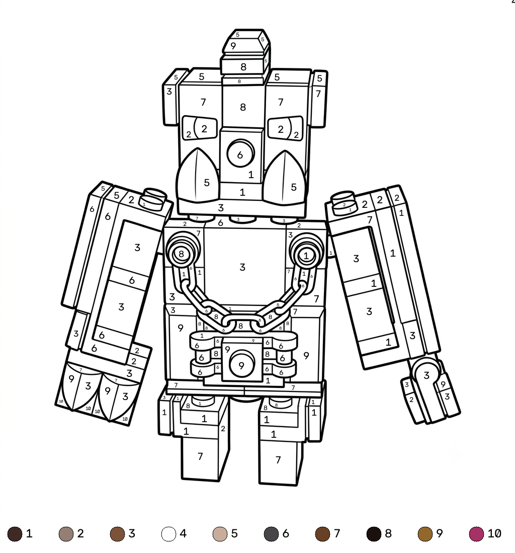 páginas para colorear para imprimir gratis Great Hog Minecraft coloring by numbers