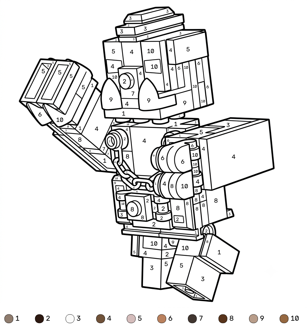 Great Hog Minecraft coloring by numbers páginas para colorear pdf