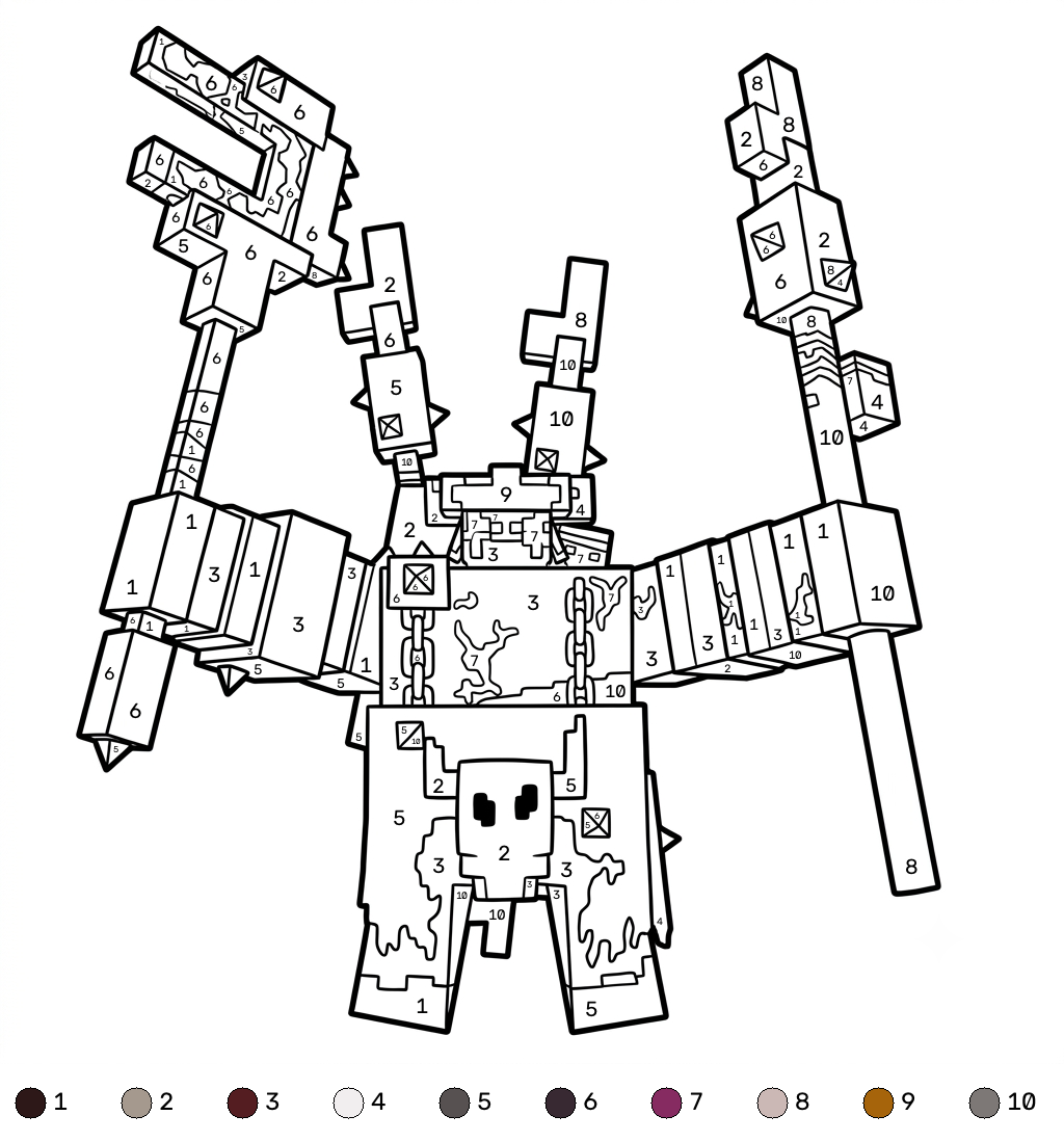páginas para colorear para Great Hog Minecraft coloring by numbers