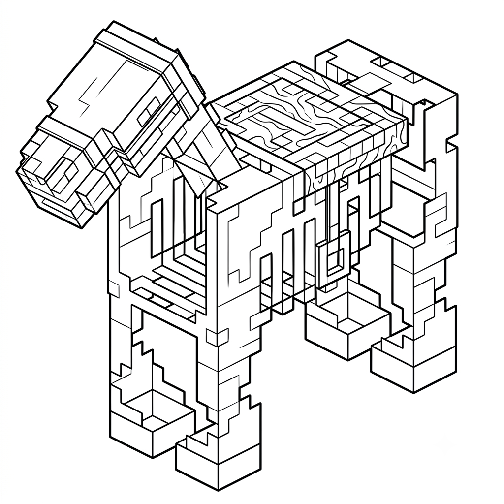Horse Minecraft 6 páginas para colorear para adultos Horse Minecraft