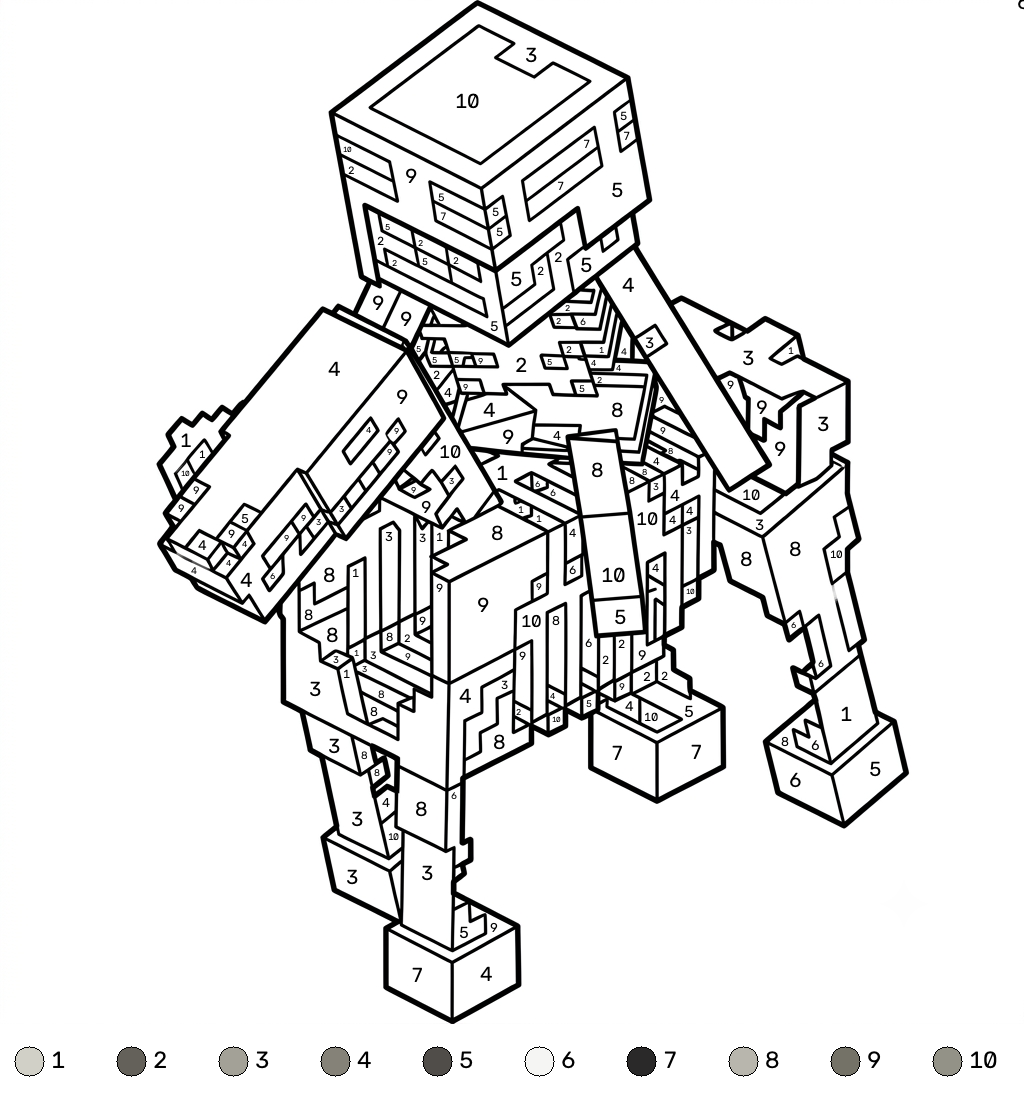 Horse Minecraft 13 páginas para colorear kawaii lindas Horse Minecraft coloring by numbers