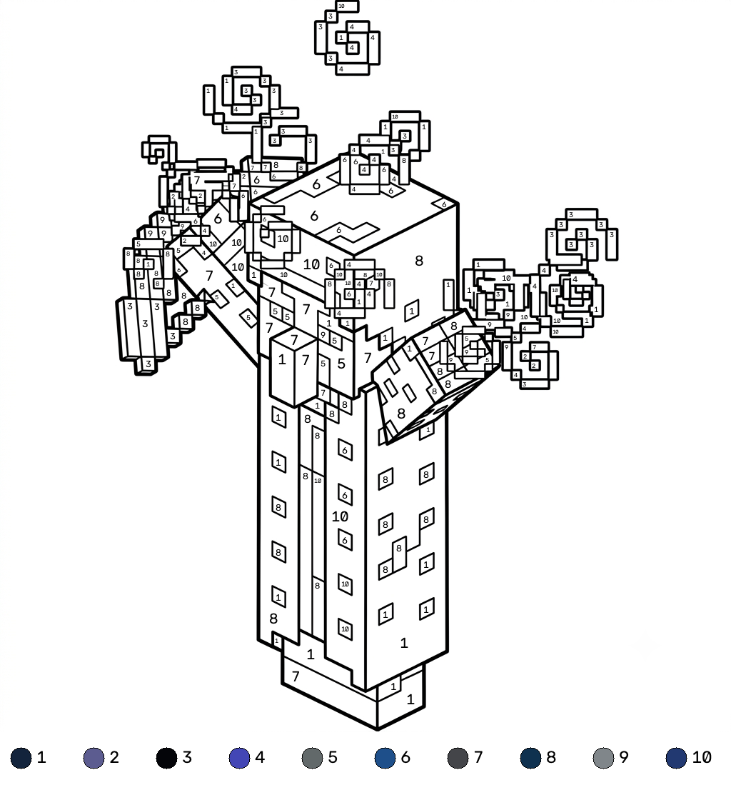 páginas para colorear Illusioner Minecraft coloring by numbers gratis